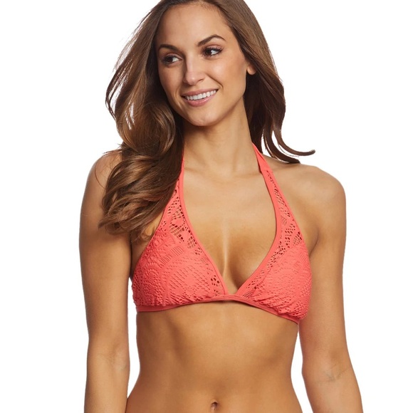 Kenneth Cole Reaction Rock Royalty Coral Halter Bikini Top (D-Cup) - Picture 3 of 7